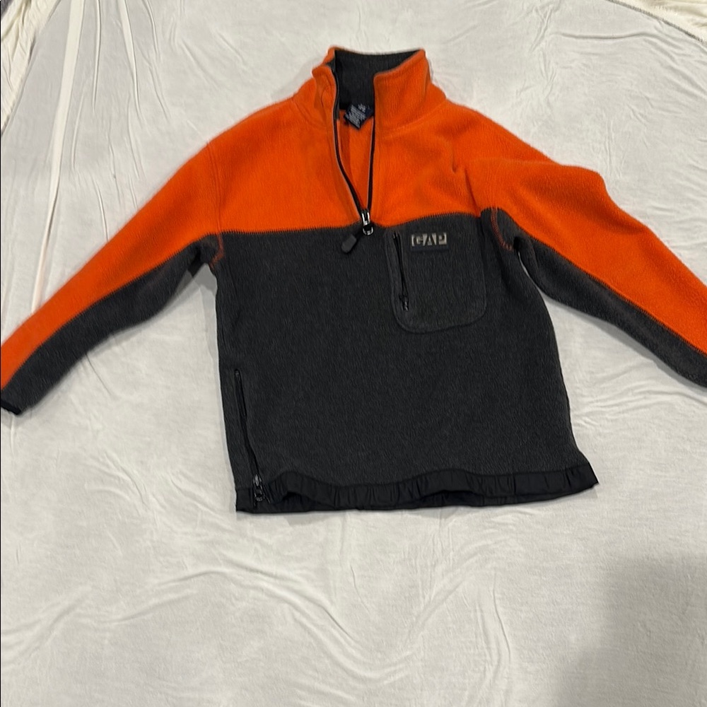 GAP Boys Orange and Gray Zip Up Fleece